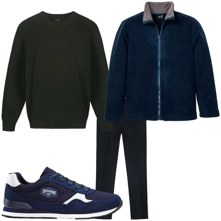Outfit uomo - Scuro. Stile Casual per Tutti i giorni. Abbinamento con sneakers, giacche, pantaloni, maglieria.