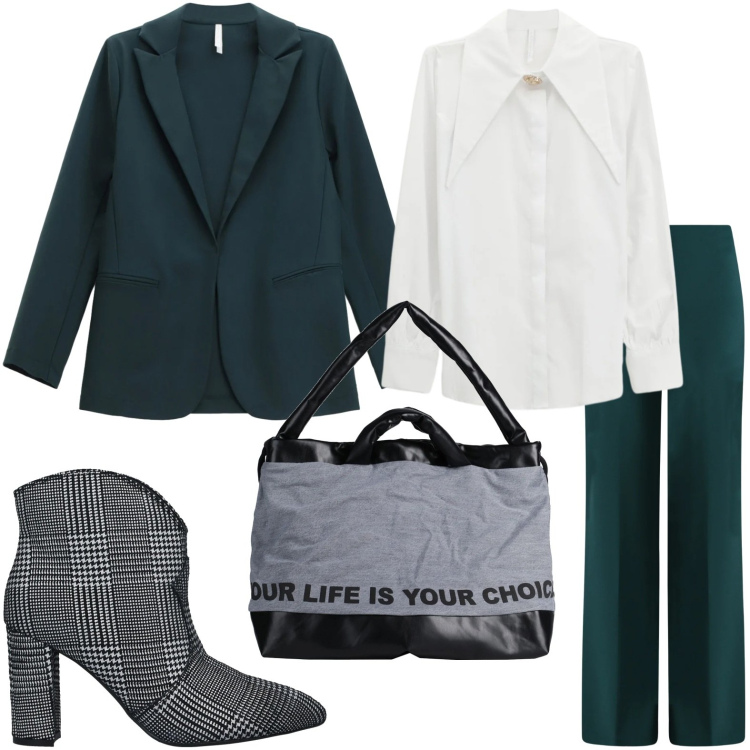 Outfit donna - Lo stivaletto iconico. Stile Urban per Ufficio. Abbinamento con stivaletti, zaini, pantaloni a palazzo, blazer, camicie.