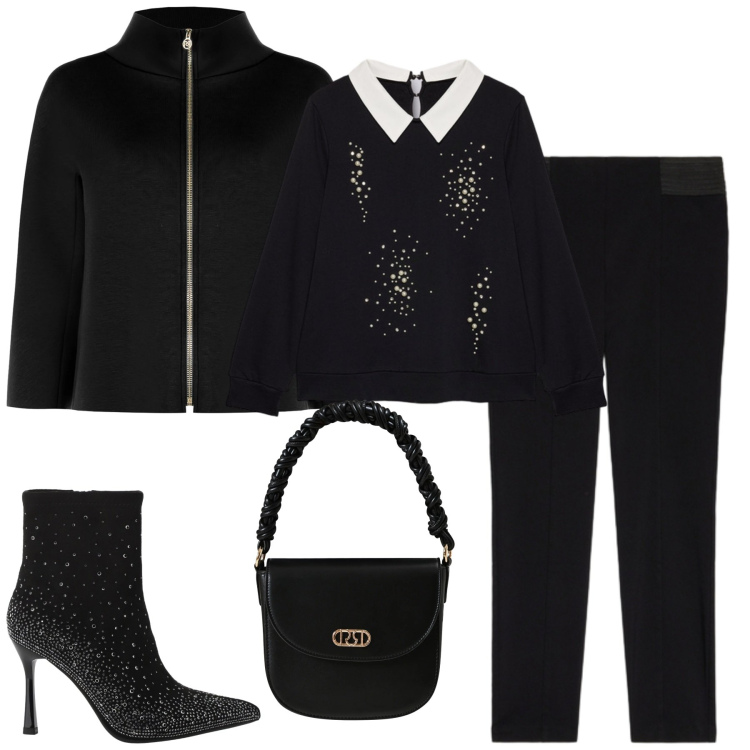Outfit donna - Dicembre. Stile Chic per Tutti i giorni. Abbinamento con cappe, borse a mano, stivaletti, felpe, jeggings.