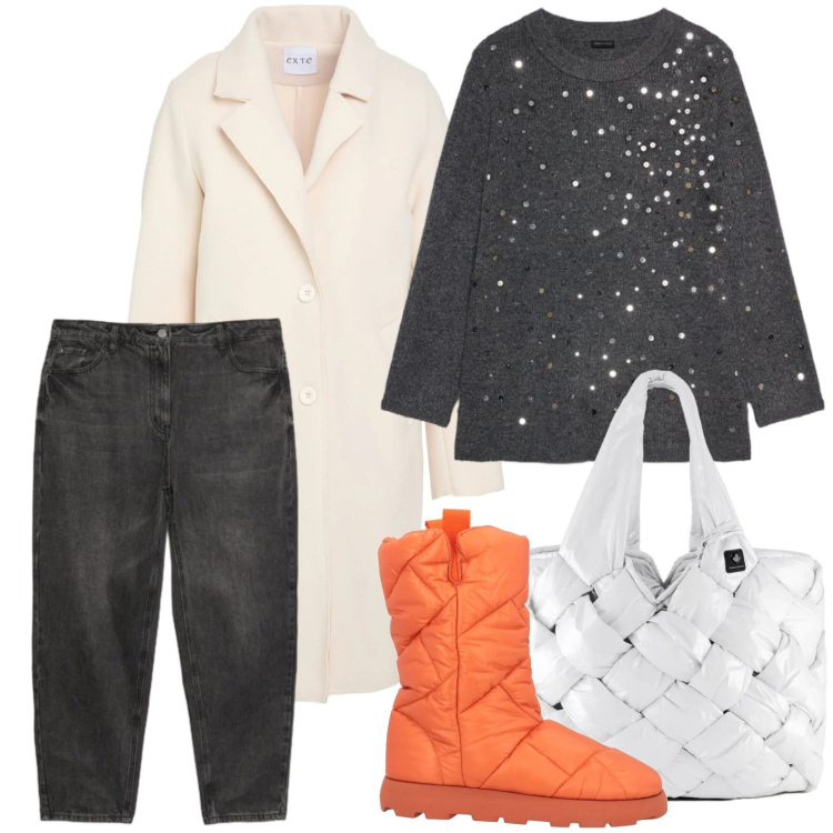 Outfit donna - L\'accessorio irresistibile. Stile Glamour per Tutti i giorni. Abbinamento con cappotti, stivaletti, borse tote, maglieria, jeans mom.