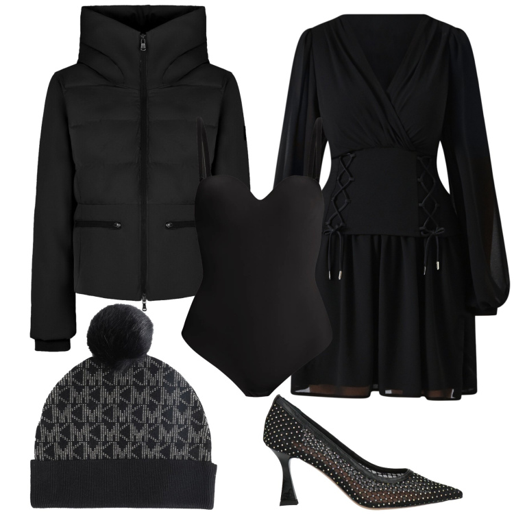 Outfit donna - Caldo berretto. Stile Urban per Ufficio. Abbinamento con décolleté, cappelli, vestiti midi/longuette, body, piumini.