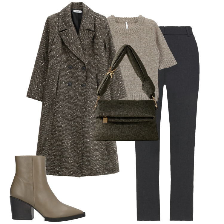 Outfit donna - Dicembre. Stile Urban per Tutti i giorni. Abbinamento con stivaletti, pantaloni, cappotti, maglieria, borse a tracolla.