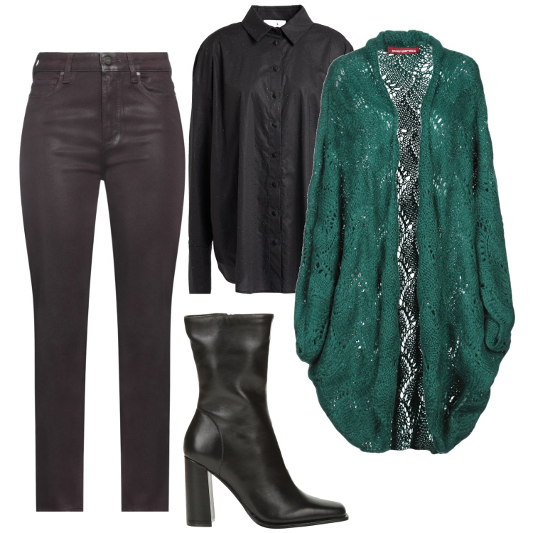 Outfit donna - Pantaloni Prugna. Stile Trendy per Tutti i giorni. Abbinamento con camicie, cardigans, jeans, stivaletti.