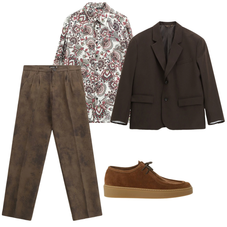 Outfit uomo - Pizza. per Serata speciale. Abbinamento con pantaloni, camicie, giacche, scarpe stringate.