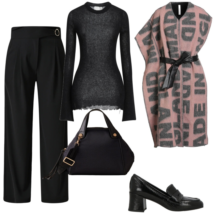 Outfit donna - La cintura di raso. Stile Bon Ton per Serata fuori. Abbinamento con cappotti, mocassini, pullovers, pantaloni a palazzo, borse a mano.