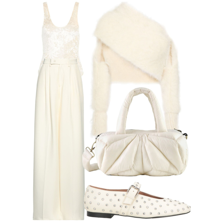 Outfit donna - Eterea. Stile Casual chic per Tutti i giorni. Abbinamento con top, pantaloni, ballerine, body, borse a mano.