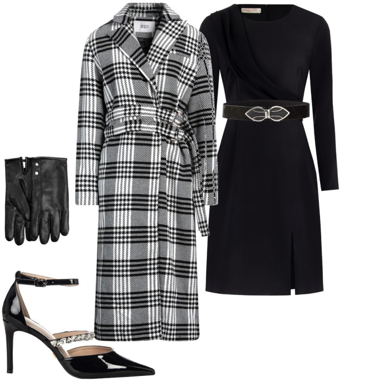 Outfit donna - Ricordati di splendere. Stile Chic per Serata fuori. Abbinamento con cinture, guanti, cappotti, vestiti a tubino, décolleté.