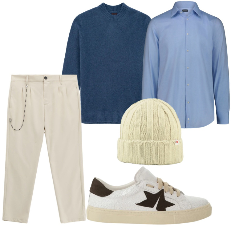 Outfit uomo - Stile rilassato. Stile Casual per Tutti i giorni. Abbinamento con pantaloni, sneakers, berretti, camicie, maglieria.