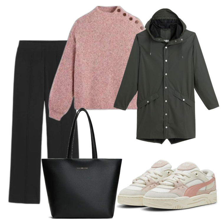 Outfit mujer - Casual look. Estilo Casual para Todos los días. Combinación con prendas de punto, sneakers, blazers, pantalones, bolso tote.