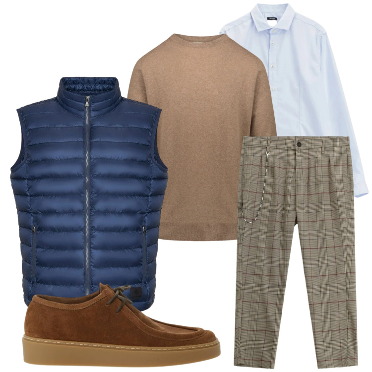 Outfit uomo - Total look #2307184. Stile Trendy per Tutti i giorni. Abbinamento con camicie, pantaloni, scarpe stringate, piumini, maglieria.