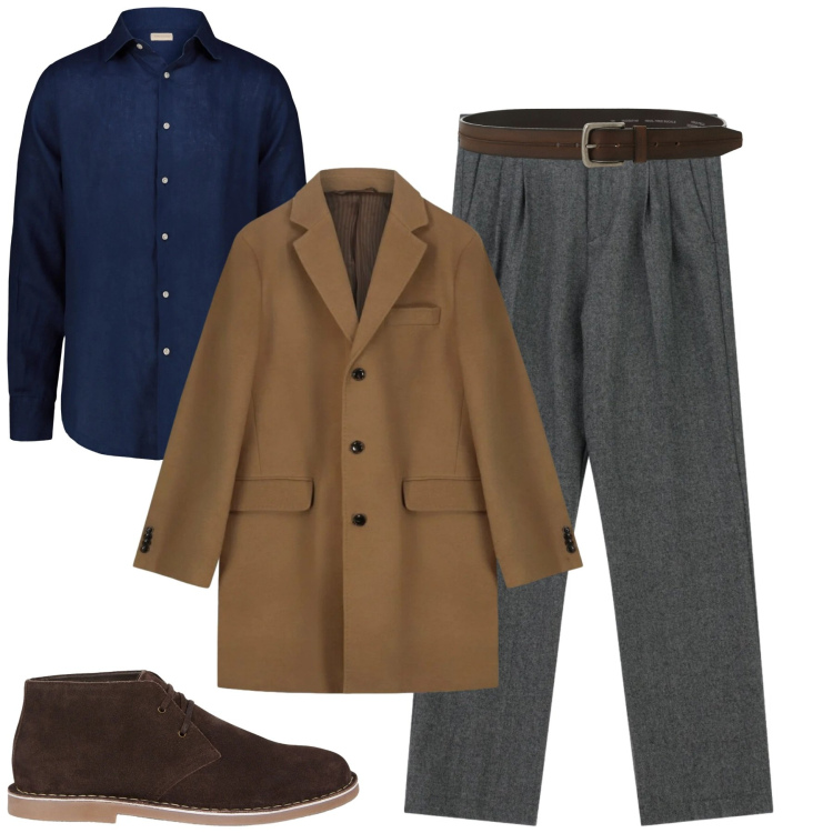 Outfit uomo - City. Stile Urban per Tutti i giorni. Abbinamento con pantaloni, cinture, camicie, stivali e stivaletti, cappotti.