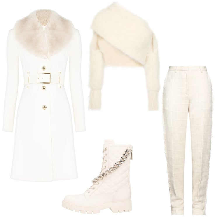 Outfit donna - Total look #2307294. Stile Glamour per Tutti i giorni. Abbinamento con top, anfibi, pantaloni, cappotti.