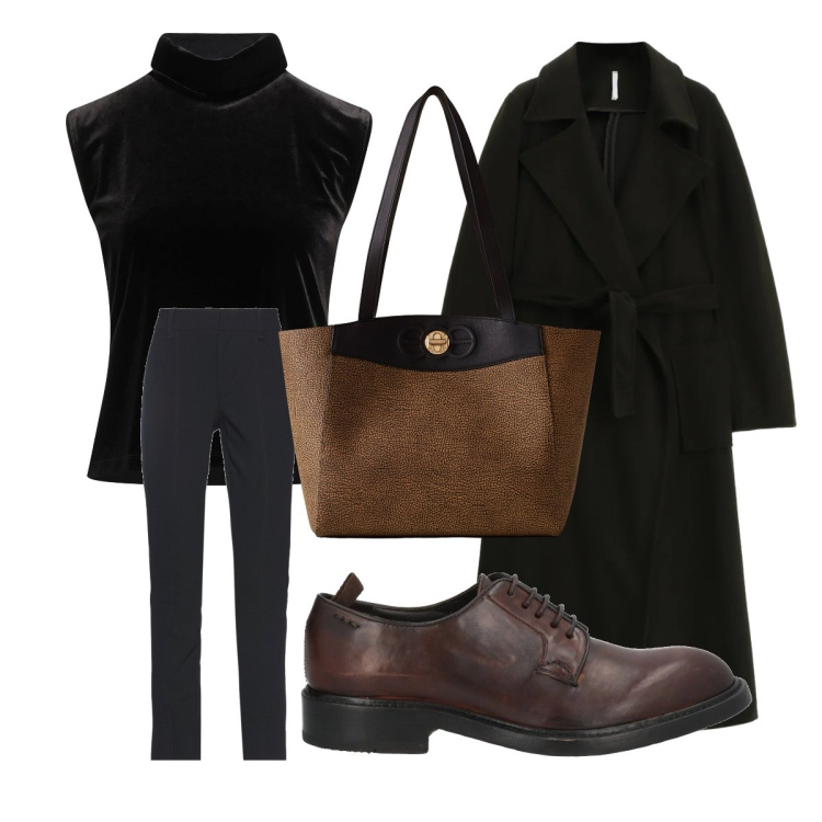 Outfit donna - Segnare il punto vita. Stile Minimal per Tutti i giorni. Abbinamento con top, scarpe stringate, pantaloni, cappotti, shopping bag.