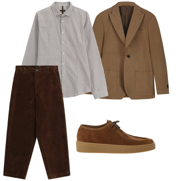 Outfit uomo - Il necessario. per Ufficio. Abbinamento con pantaloni, camicie, scarpe stringate, giacche.