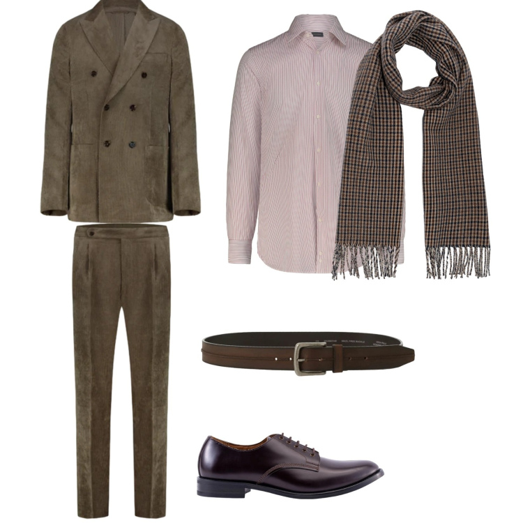 Outfit uomo - Cene aziendali. per Ufficio. Abbinamento con cinture, scarpe stringate, camicie, abiti, sciarpe.