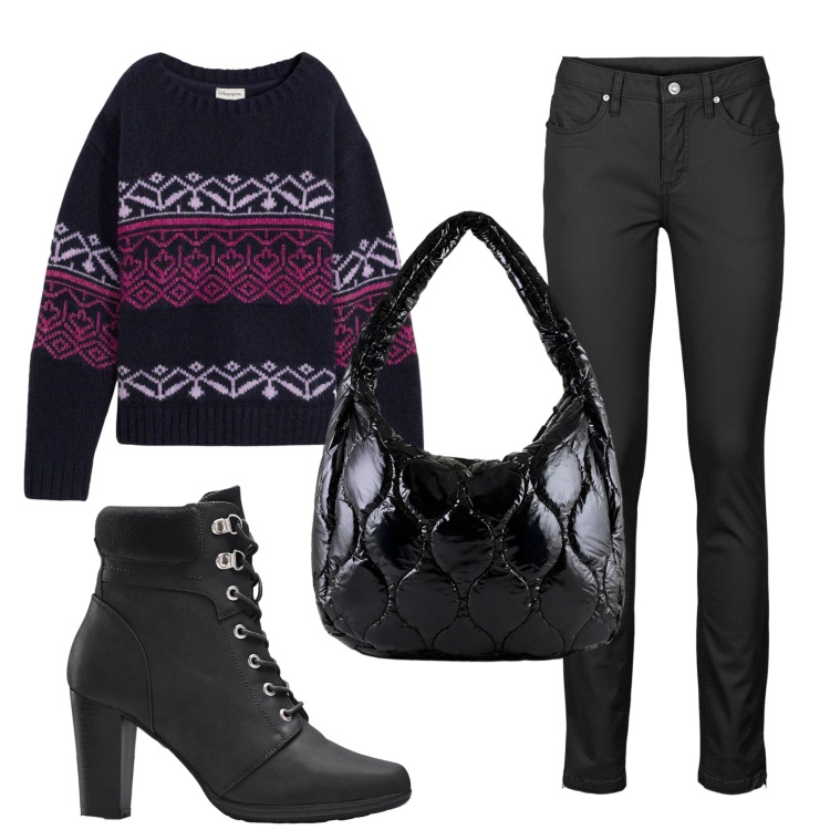 Outfit donna - Total look #2307325. Stile Minimal per Tutti i giorni. Abbinamento con jeans skinny, stivaletti, maglieria, borse tote.