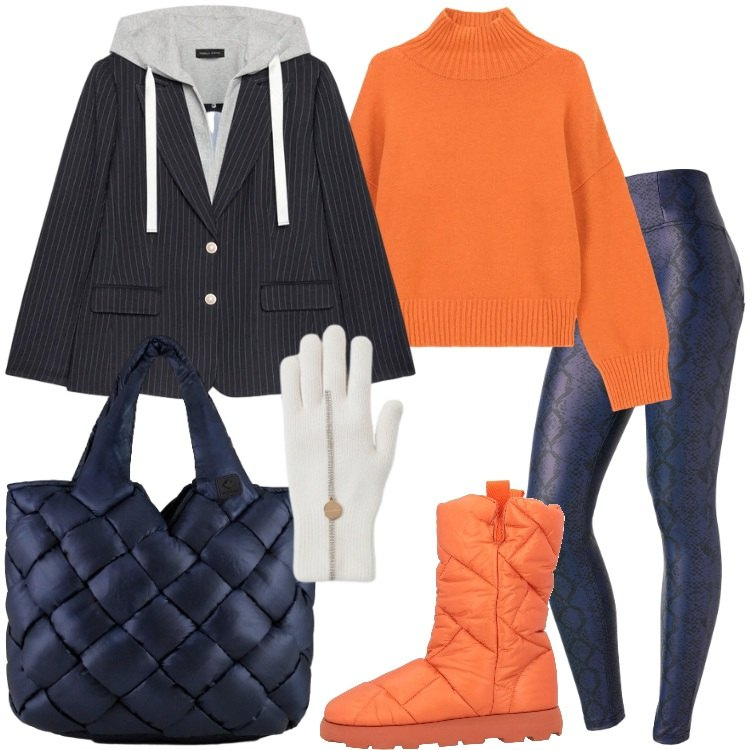 Outfit donna - Ultimi regali natalizi. Stile Trendy per Tutti i giorni. Abbinamento con stivaletti, guanti, maglieria, pantaloni skinny, borse tote, blazer.