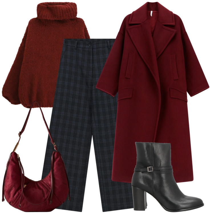 Outfit donna - Urban. Stile Urban per Tutti i giorni. Abbinamento con stivaletti, maglieria, cappotti, pantaloni a palazzo, borse a tracolla.