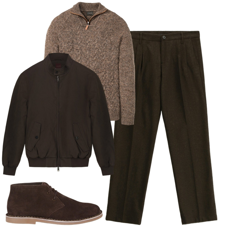 Outfit uomo - Tono su tono. Stile Urban per Tutti i giorni. Abbinamento con maglieria, pantaloni, stivali e stivaletti, bomber.