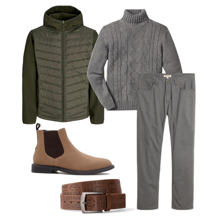 Outfit homme - Décembre. Style Tendance pour Tous les jours. Assortir avec bottes et bottines, pantalon , pulls, ceintures, vestes.