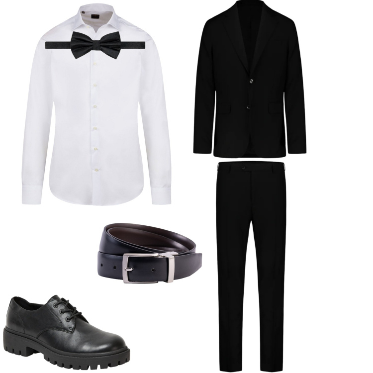 Outfit uomo - Cin cin. Stile Business/Elegante per Serata speciale. Abbinamento con scarpe stringate, abiti, camicie, cinture, papillon.