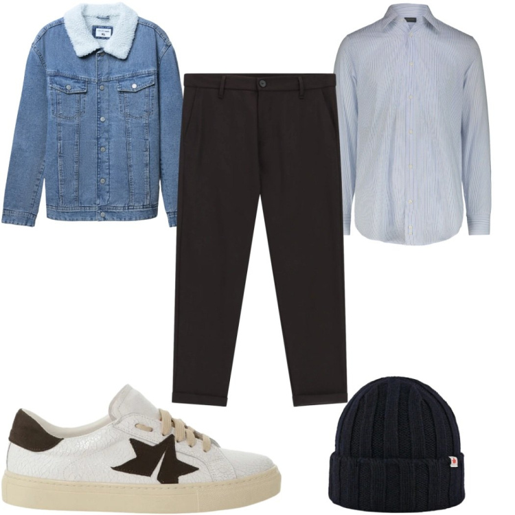 Outfit uomo - Total look #2307689. Stile Trendy per Tutti i giorni. Abbinamento con giacche, pantaloni, sneakers, berretti, camicie.
