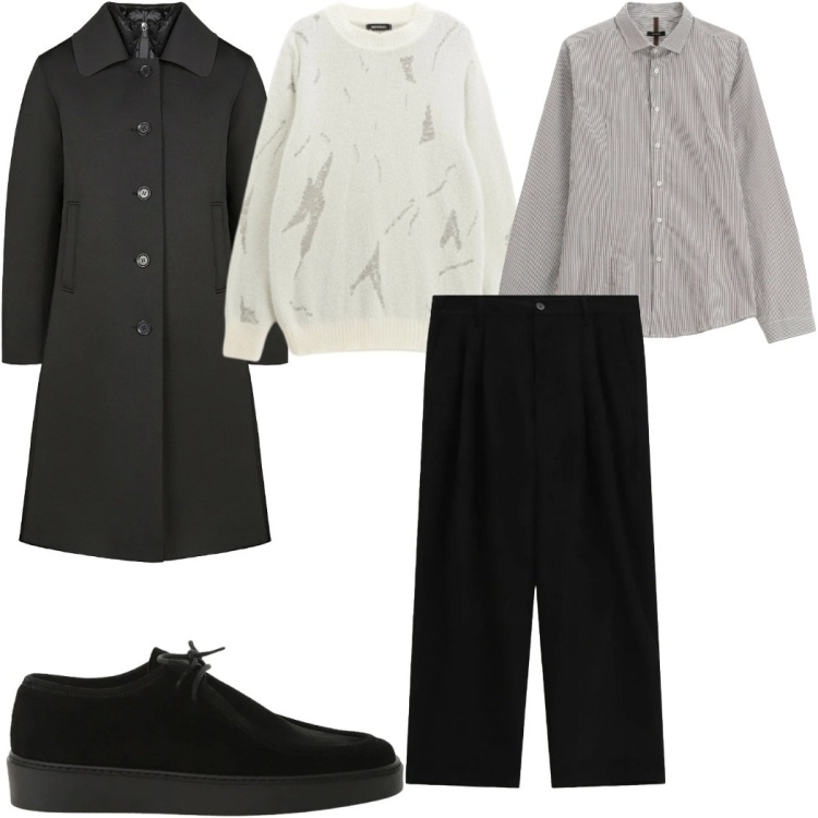 Outfit uomo - Total look #2307697. Stile Casual per Tutti i giorni. Abbinamento con maglieria, camicie, pantaloni, scarpe stringate, cappotti.