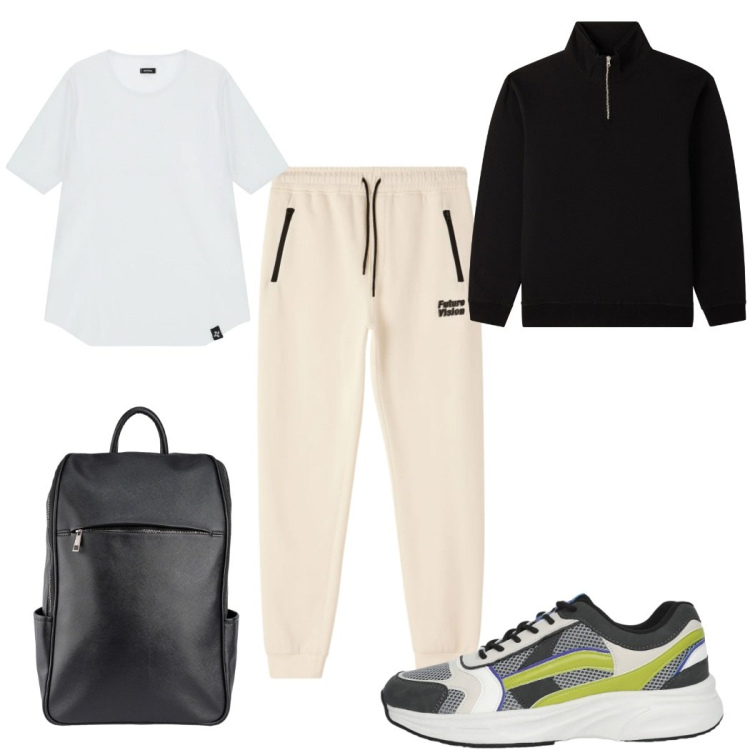 Outfit uomo - Total look #2307698. Stile Casual per Tutti i giorni. Abbinamento con pantaloni, sneakers, felpe, t-shirt, borse sportive.