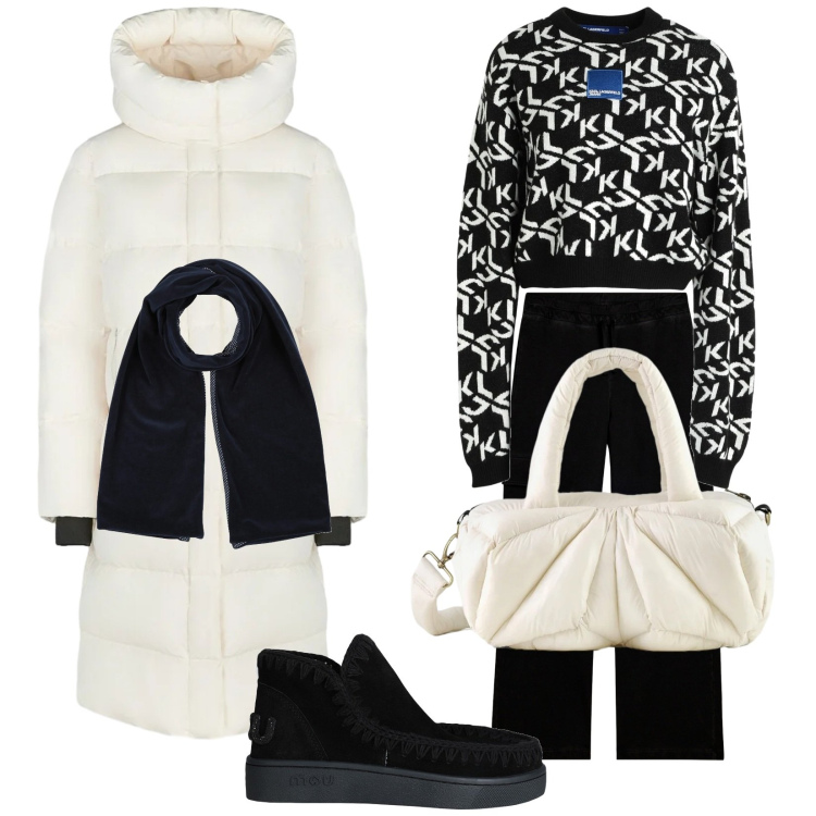 Outfit donna - Kennedy. Stile Casual per Tutti i giorni. Abbinamento con pullovers, sciarpe, stivaletti, pantaloni cargo, piumini, borse a mano.