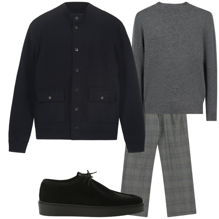 Outfit uomo - Milano. Stile Trendy per Tutti i giorni. Abbinamento con pantaloni, scarpe stringate, giacche, maglieria.