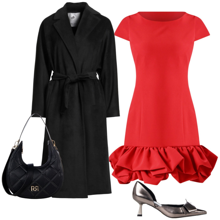 Outfit donna - Un Capodanno vivace. Stile Chic per Cerimonia. Abbinamento con cappotti, vestiti, borse a tracolla, décolleté.