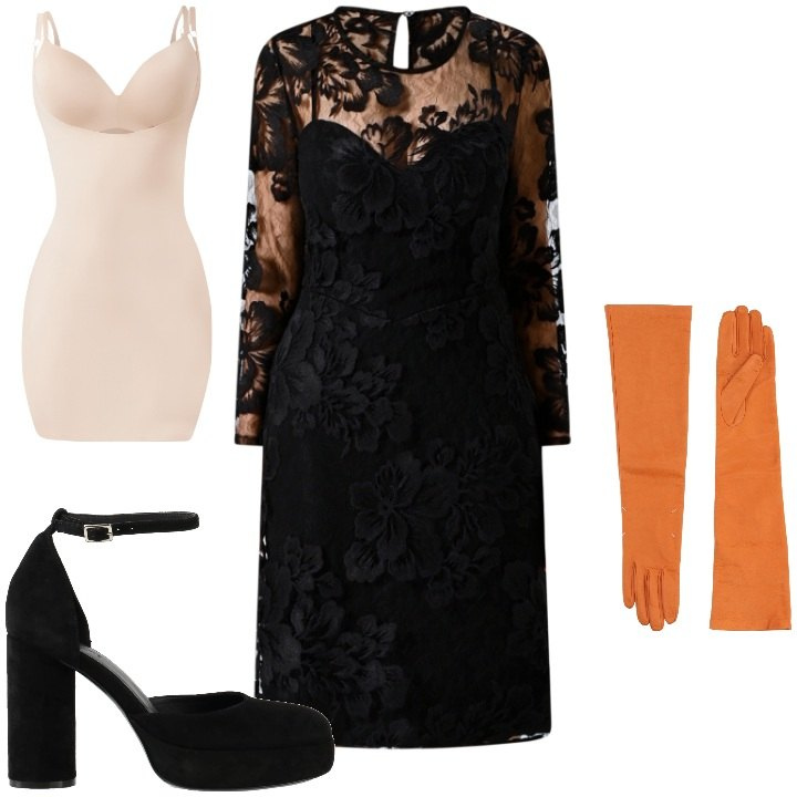 Outfit donna - Eleganza al cenone. Stile Bon Ton per Tutti i giorni. Abbinamento con décolleté, guanti, sottovesti, vestiti a tubino.