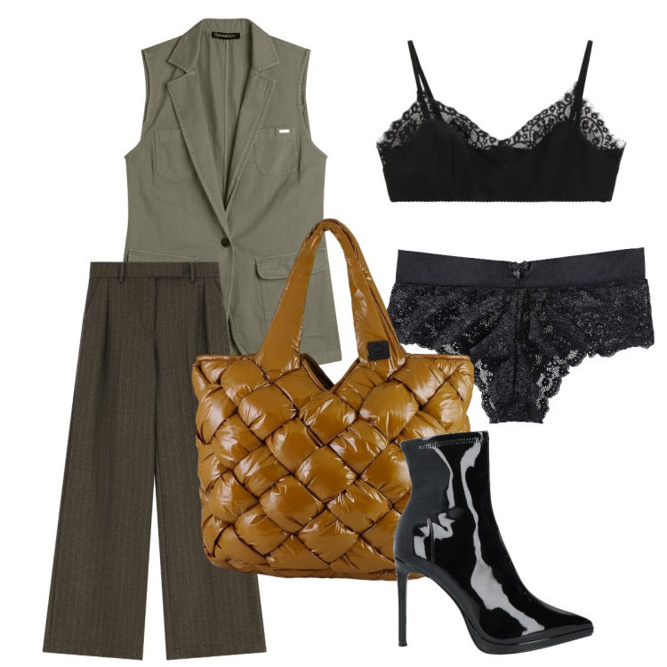 Outfit donna - Il potere del punto vita a modo mio. Stile Mannish per Tutti i giorni. Abbinamento con culotte, stivaletti, pantaloni a palazzo, bralette, gilet, borse tote.