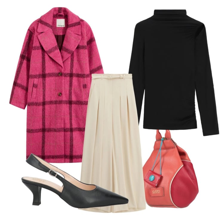 Outfit donna - Idea da regalarmi. Stile Urban per Tutti i giorni. Abbinamento con cappotti, décolleté, zaini, pantaloni a palazzo, pullovers.