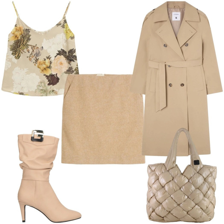 Outfit donna - Total look #2307822. Stile Sexy per Tutti i giorni. Abbinamento con gonne, stivali, trench, top, borse tote.