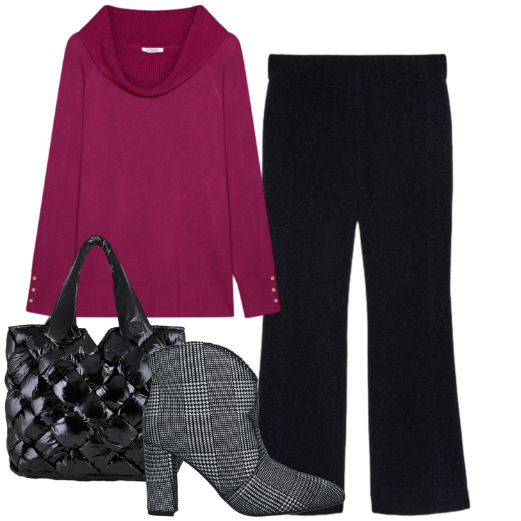 Outfit donna - Total look #2307826. Stile Chic per Ufficio. Abbinamento con stivaletti, borse tote, maglieria, pantaloni.