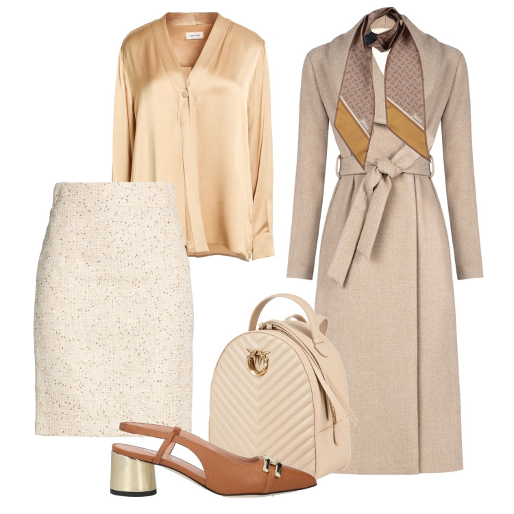 Outfit donna - Luminosa city glam. Stile Glamour per Tutti i giorni. Abbinamento con minigonne, sciarpe, zaini, camicie, décolleté, cappotti.