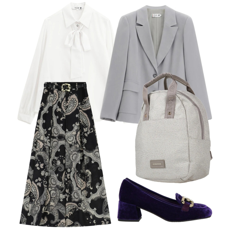Outfit donna - Da ufficio. per Serata fuori. Abbinamento con mocassini, zaini, blazer, camicie, gonne lunghe.