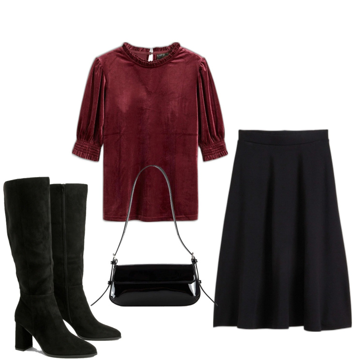 Outfit femme - Velours. Style Basique pour Cérémonie. Assortir avec t-shirts, jupes longues, sacs à main, bottes.