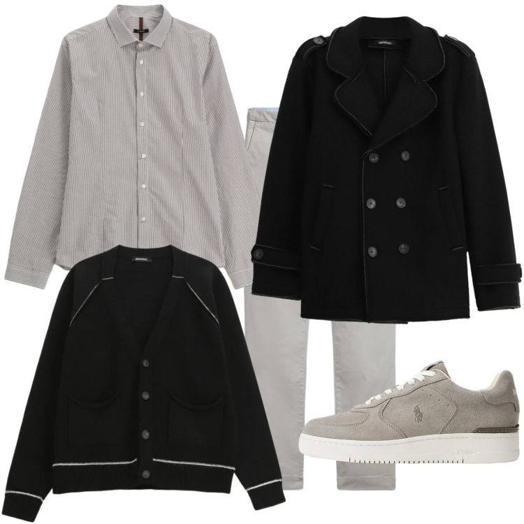 Outfit uomo - Total look #2307961. Stile Casual per Tutti i giorni. Abbinamento con camicie, cappotti, cardigans, pantaloni, sneakers.