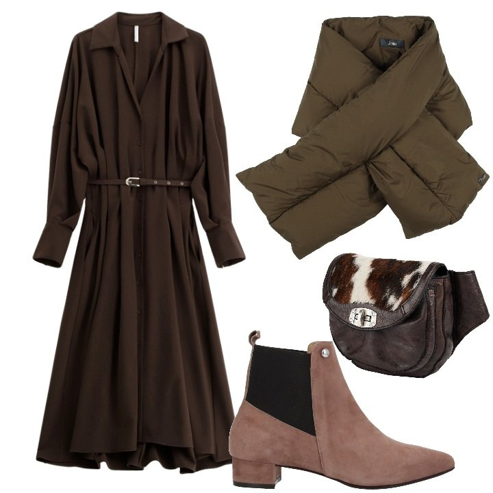 Outfit donna - Morbidezza avvolgente. Stile Trendy per Tutti i giorni. Abbinamento con stivaletti, sciarpe, marsupi, vestiti lunghi.