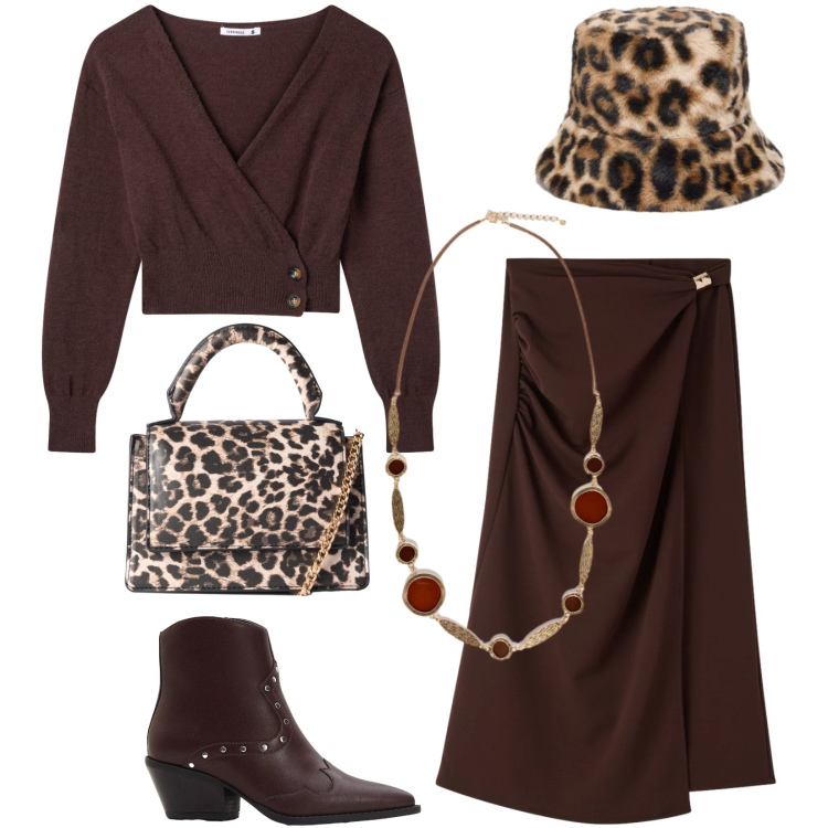 Outfit donna - Total look #2308032. Stile Chic per Serata fuori. Abbinamento con stivaletti texani, gonne lunghe, borse a tracolla, cardigans, collane, cappelli.