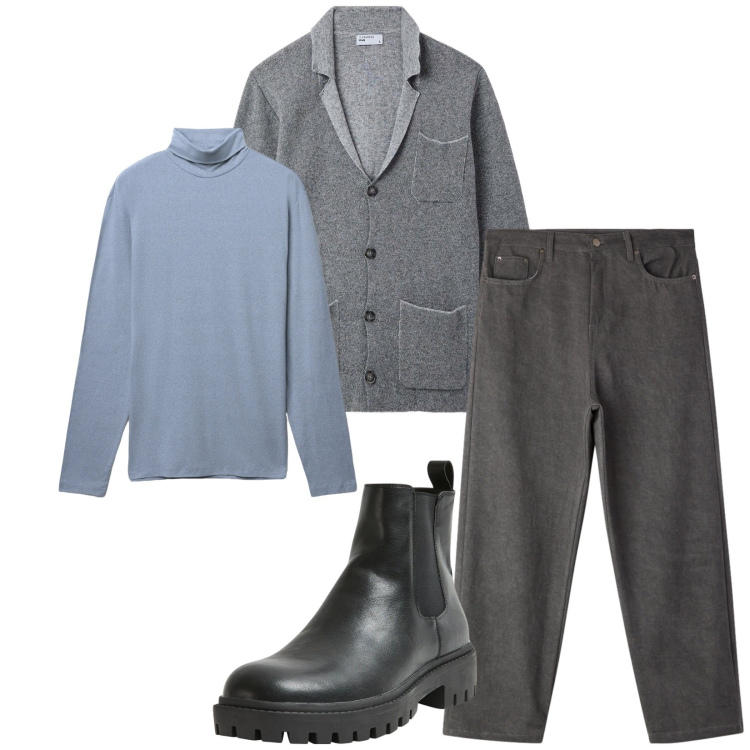 Outfit uomo - Total look #2308048. Stile Urban per Tutti i giorni. Abbinamento con giacche, t-shirt, stivali e stivaletti, pantaloni.