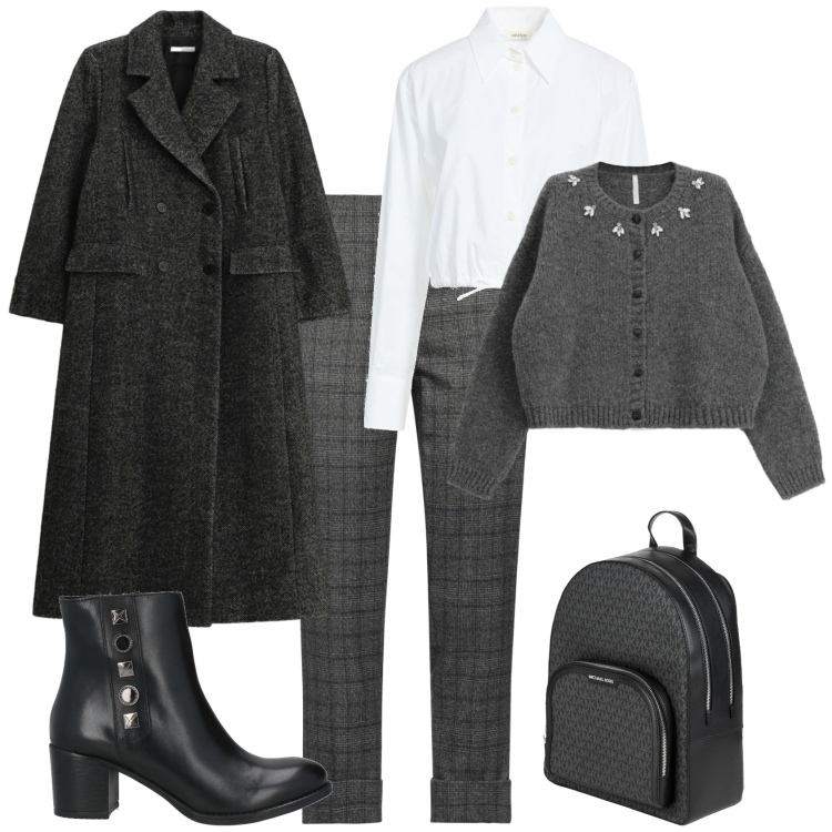 Outfit donna - Trendy in grigio ogni giorno. Stile Trendy per Tutti i giorni. Abbinamento con pantaloni, stivaletti, zaini, camicie, cardigans, cappotti.