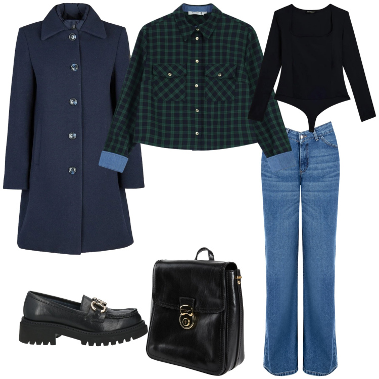 Outfit donna - Vintage mood. Stile Vintage retrò per Tutti i giorni. Abbinamento con mocassini, zaini, camicie, jeans, body, cappotti.