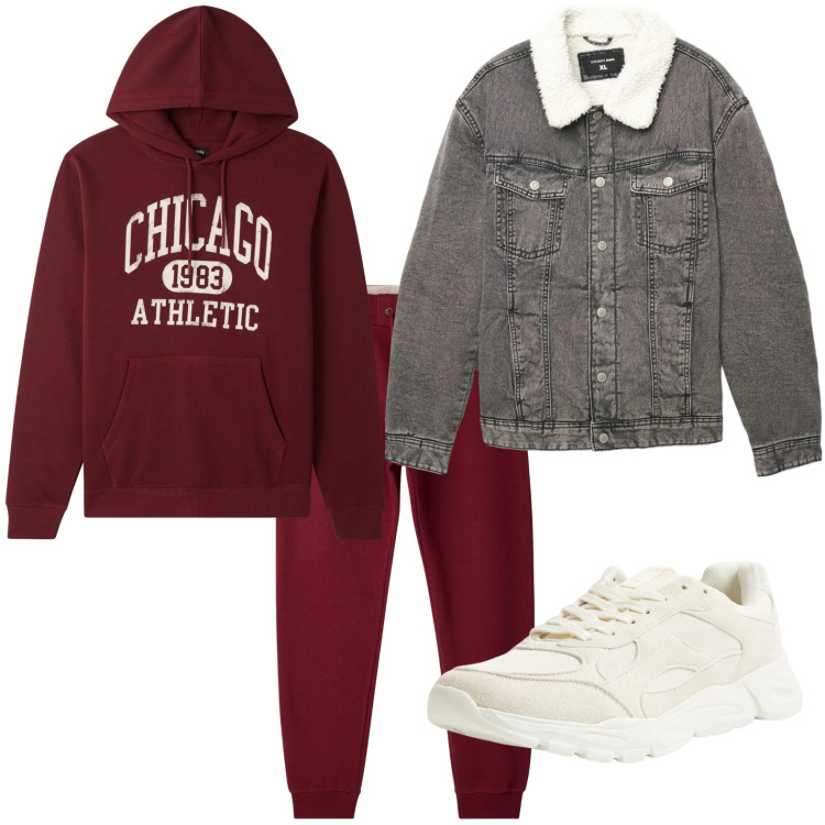 Outfit uomo - Versione sportiva. Stile Urban per Sport. Abbinamento con sneakers, pantaloni, felpe con cappuccio, cappotti.