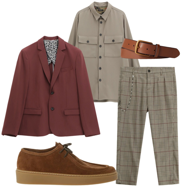 Outfit uomo - Outfit da vigilia. Stile Trendy per Serata speciale. Abbinamento con giacche, camicie, pantaloni, scarpe stringate, cinture.