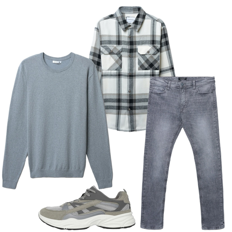 Outfit uomo - Total look #2308734. Stile Urban per Tutti i giorni. Abbinamento con sneakers, cappotti, maglieria, jeans skinny.