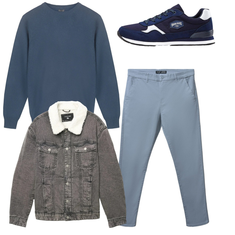 Outfit uomo - Total look. Stile Casual per Tutti i giorni. Abbinamento con sneakers, pantaloni chino, cappotti, maglieria.
