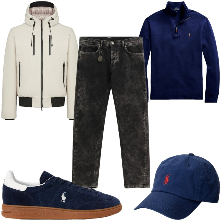 Outfit uomo - Total look #2308889. Stile Trendy per Tutti i giorni. Abbinamento con pantaloni, cappelli, sneakers, pullovers, giacche.